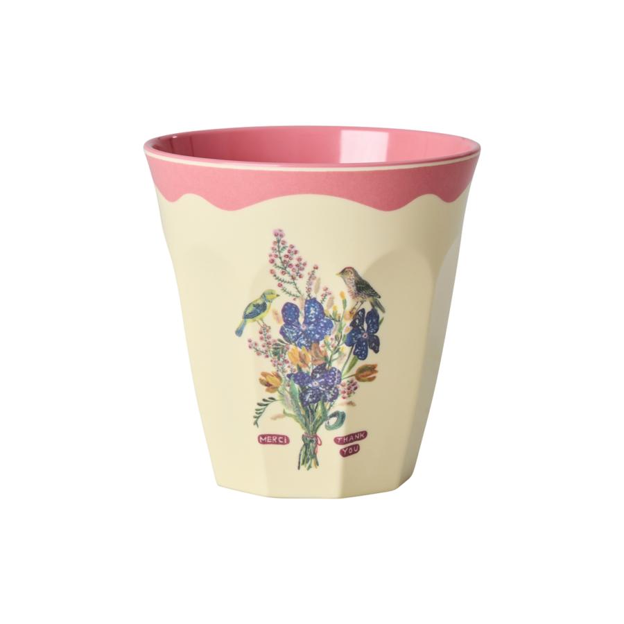 ナタリーレテ カップ メラミン 犬/小鳥と花束 250ml レッド/ピンク コップ rice ライス | Nathalie Lete | 03