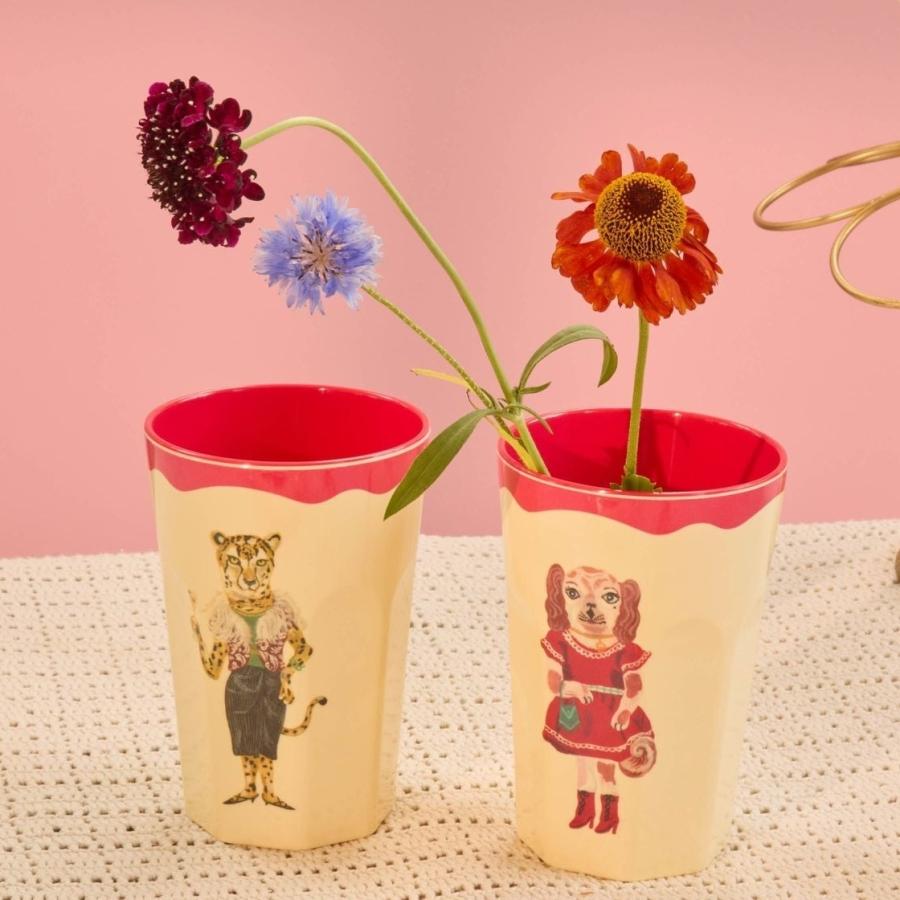 ナタリーレテ カップ 2個セット トール メラミン レオパード 犬 400ml コップ rice ライス | Nathalie Lete