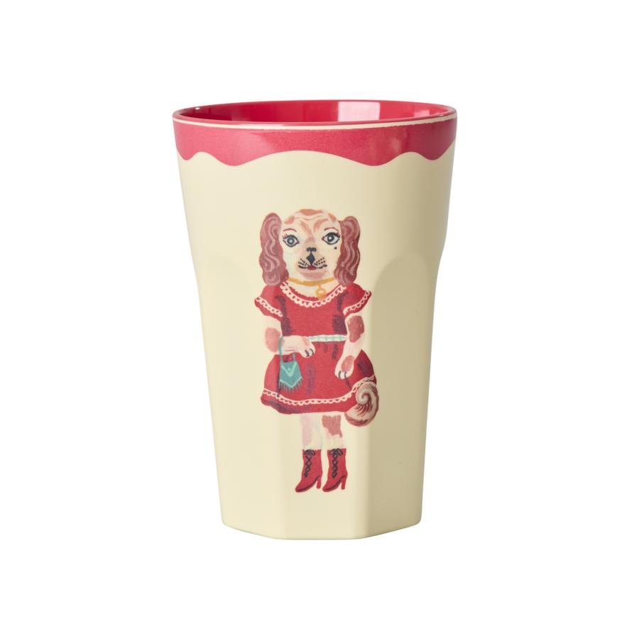 ナタリーレテ カップ 2個セット トール メラミン レオパード 犬 400ml コップ rice ライス | Nathalie Lete | 01