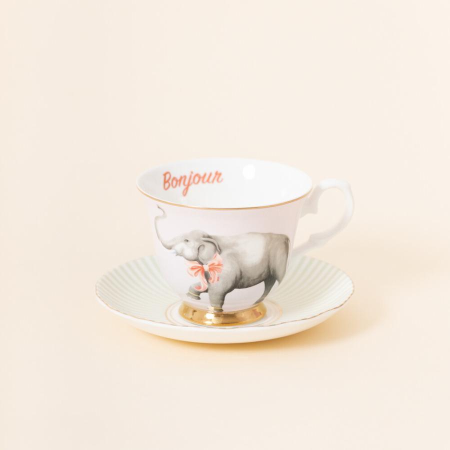 イヴォンヌエレン ティーカップ＆ソーサー キャット/エレファント コーヒーカップ 猫 ねこ 象  YVONNE ELLEN | ブランド登録なし | 02