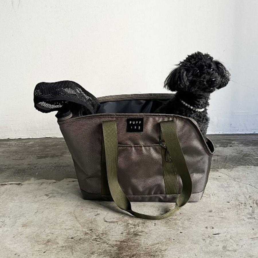 ペットキャリーバッグ 撥水加工 トートバッグ L  キャリーバッグ ペット 猫 犬 ブラック/カーキ | ブランド登録なし
