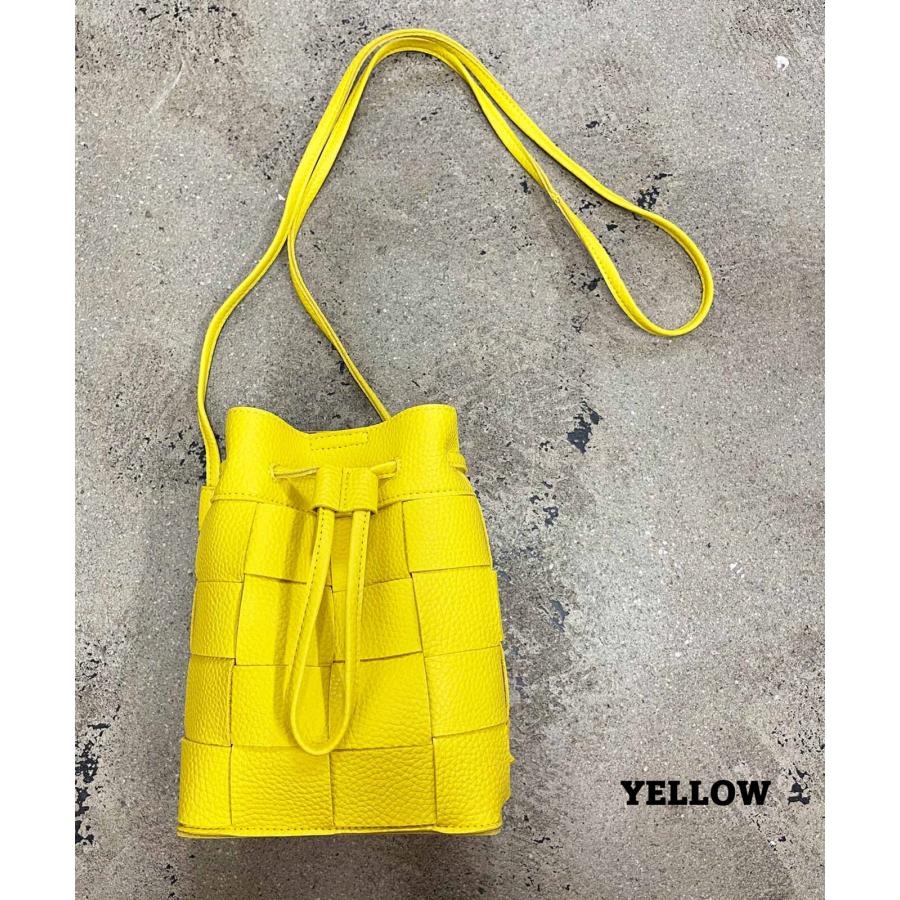 巾着ショルダーバッグ メッシュ 編み込み ポシェット サコッシュ