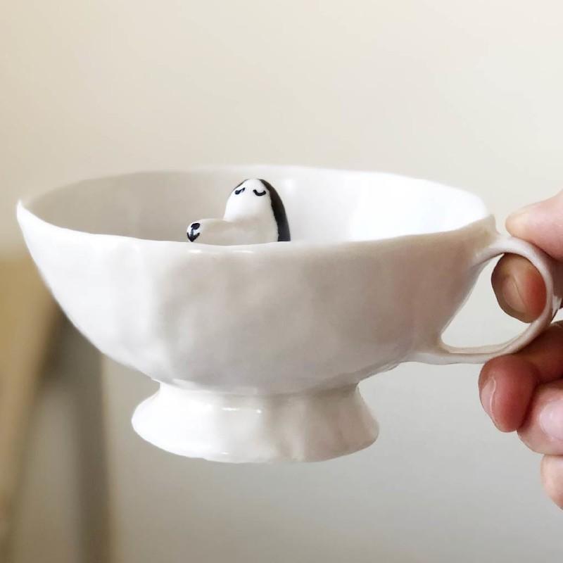 エレオノール・ボストロム ティーカップ 犬 コーヒーカップ 陶器製