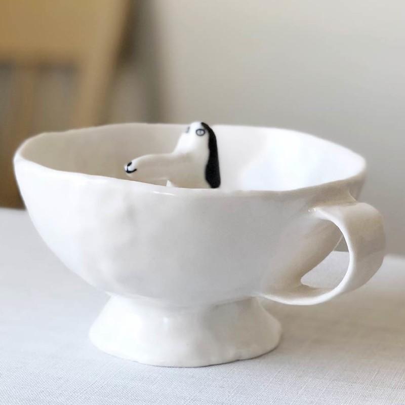 エレオノール・ボストロム ティーカップ 犬 コーヒーカップ 陶器製