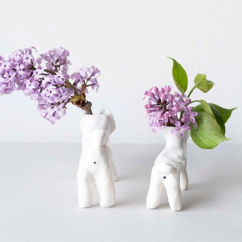 エレオノール・ボストロム 花瓶 柴犬 ホワイト 陶器 置物 北欧