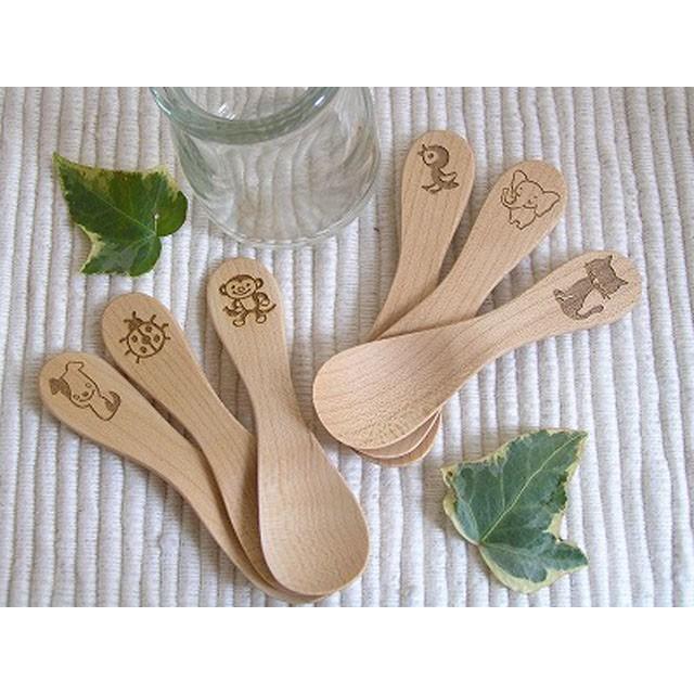 木のスプーン アイスクリームスプーン こまけいこ 消しゴムはんこ作家