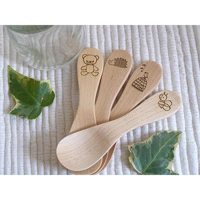 木のスプーン アイスクリームスプーン こまけいこ 消しゴムはんこ作家