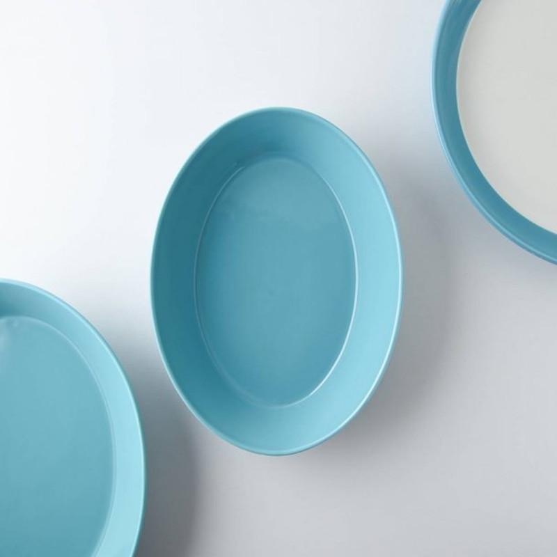 パスタ皿 カレー皿 オーバル皿 エスポ― ターコイズ/レッド 22cm 日本製