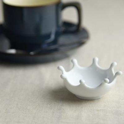豆皿 ミルククラウン drops 白磁(裏印無し) 小皿 箸置き スプーン