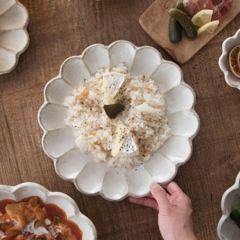 ディナープレート パスタ皿 カレー皿 リンカ 輪花 24cm 日本製 美濃焼