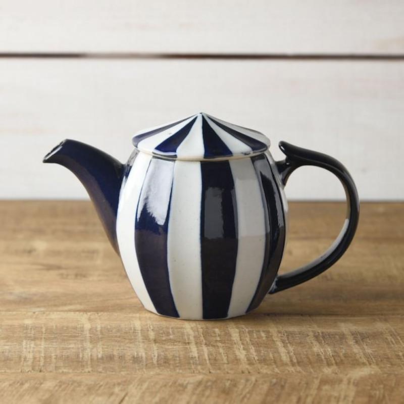 ティーポット サーカステント 茶こし付き ストライプ インディゴブルー コーヒーポット 日本製 美濃焼 Ymn デザイン雑貨のコンセプトストア 通販 Yahoo ショッピング