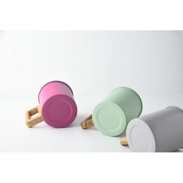マグカップ WOOD HANDLE MUG ピンク/グリーン/グレーフリーカップ