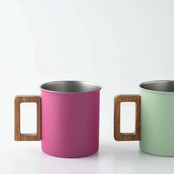 マグカップ WOOD HANDLE MUG ピンク/グリーン/グレーフリーカップ