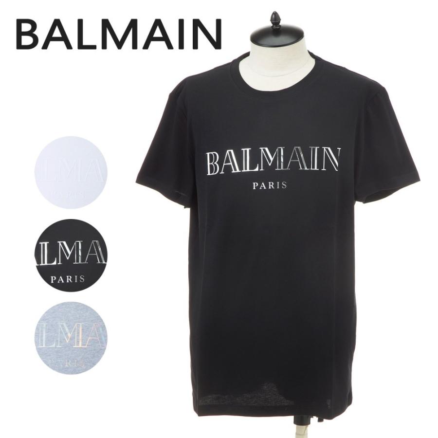 バルマン メンズ 半袖クルーネックTシャツ ロゴプリント ブラック ライトグレー ホワイト BALMAIN RH11601｜concerto