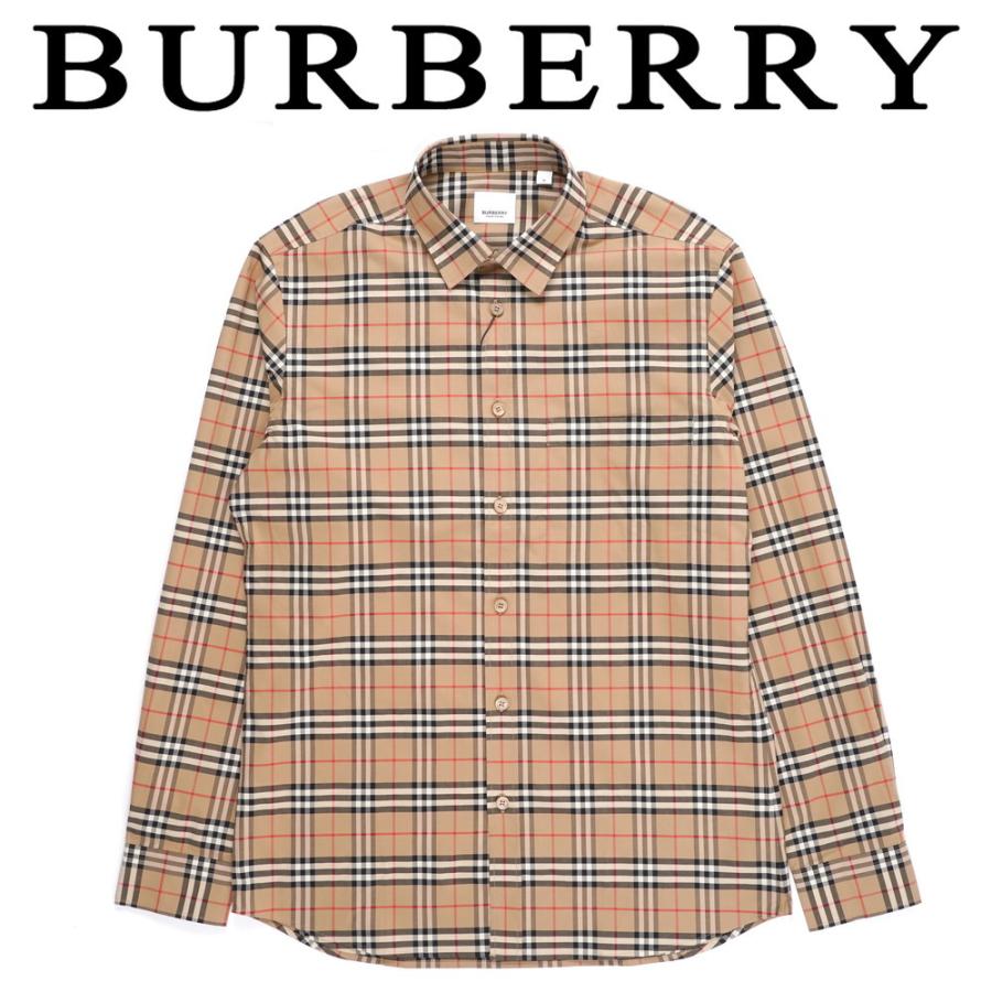 BURBERRY(バーバリー)チェック柄 長袖シャツ ベージュ メンズS
