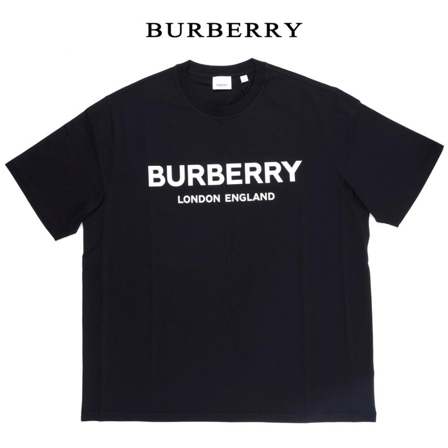 バーバリー 半袖Tシャツ／カットソー メンズ オーバーサイズ ブラック クルーネック ロゴ プリント BURBERRY :BUR-U-RTW