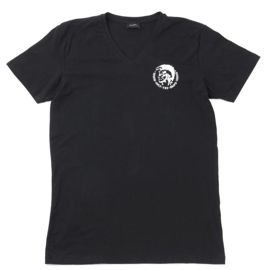 ディーゼル メンズ Tシャツ 半袖 Vネック ブラック 3枚組 DIESEL 00SHGU 0TANL 900｜concerto｜02