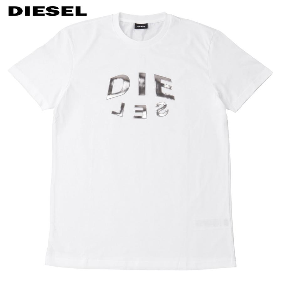 ディーゼル 半袖Tシャツ メンズ ホワイト×シルバー ロゴ 0PATI DIESEL 100 数々の賞を受賞 A01746 高知インター店