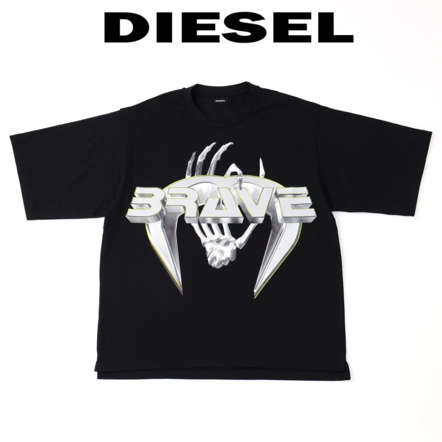 ディーゼル 半袖Tシャツ メンズ ブラック オーバーサイズ DIESEL