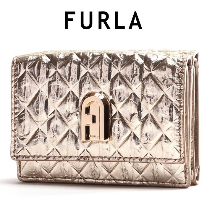 FURLA フルラ 三つ折り財布 キルティング ゴールド PCW5ACO