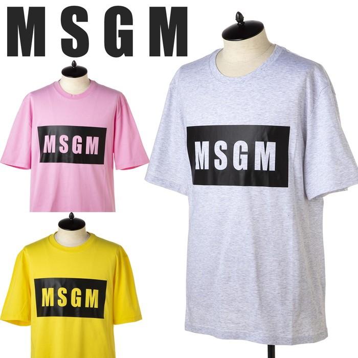 エムエスジーエム Msgm メンズ 半袖 Tシャツ カットソー ボックスロゴプリント 丸首 クルーネック 2640mm67 ライトグレー ピンク イエロー Msgm Rtw 2640mm67 Concerto Yahoo 店 通販 Yahoo ショッピング