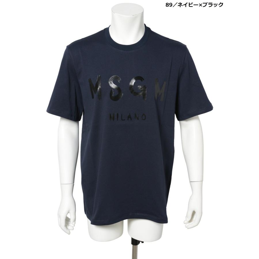 MSGM 半袖Tシャツ メンズ 手書き風 ロゴ 1000MM97 ネイビー／ブラック 