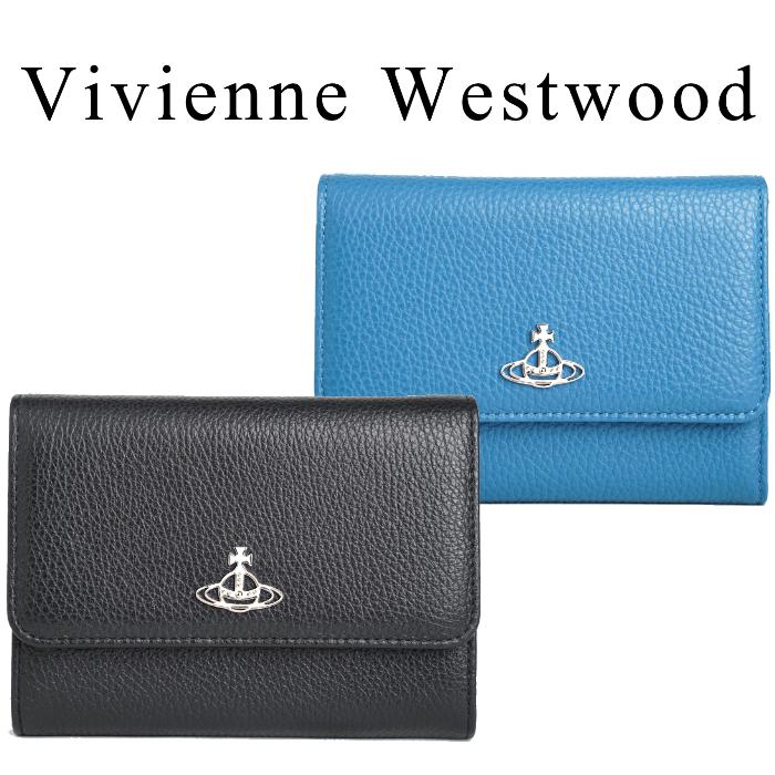 ヴィヴィアン・ウエストウッド 長財布 ショルダーベルト付き ブラック ブルー Vivienne Westwood JOHANNA