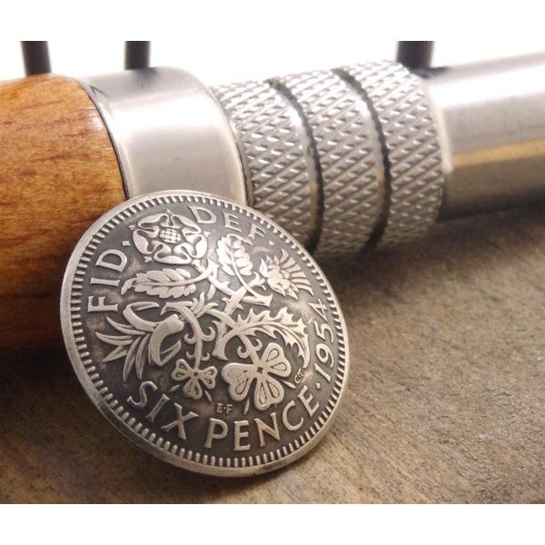 コンチョ　ボタン　本物コイン使用　イギリス　6ペンス　花　直径約19mm　sizea　植物　コインコンチョ　ネジ式コンチョ　パーツ｜concho｜05