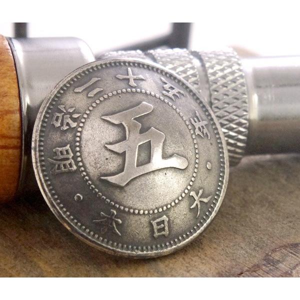 コンチョ ボタン 本物コイン使用 日本古銭 菊五銭白銅貨 五面 直径約