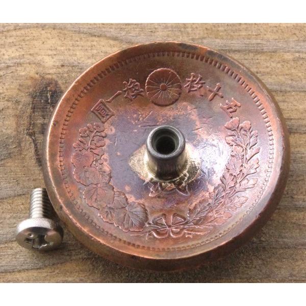 コンチョ ボタン 本物コイン使用 日本古銭 竜二銭銅貨 竜面 直径約31mm
