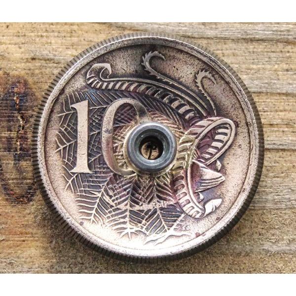 コンチョ ボタン 本物コイン使用 オーストラリア 10セント エリザベス2