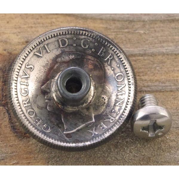 コンチョ　ボタン　本物コイン使用　イギリス　6ペンス B　王冠　直径約19mm　sizea　motifsc　コインコンチョ　ネジ式コンチョ　パーツ｜concho｜02