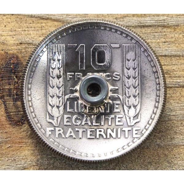 コンチョ　ボタン　本物コイン使用　フランス　10フラン　マリアンヌ　頭像　直径約26mm　sizec　人物　コインコンチョ　ネジ式コンチョ　パーツ｜concho｜02