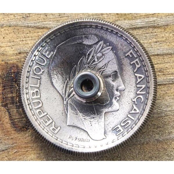 コンチョ　ボタン　本物コイン使用　フランス　10フラン　穀物　直径約26mm　sizec　植物　コインコンチョ　ネジ式コンチョ　パーツ｜concho｜02