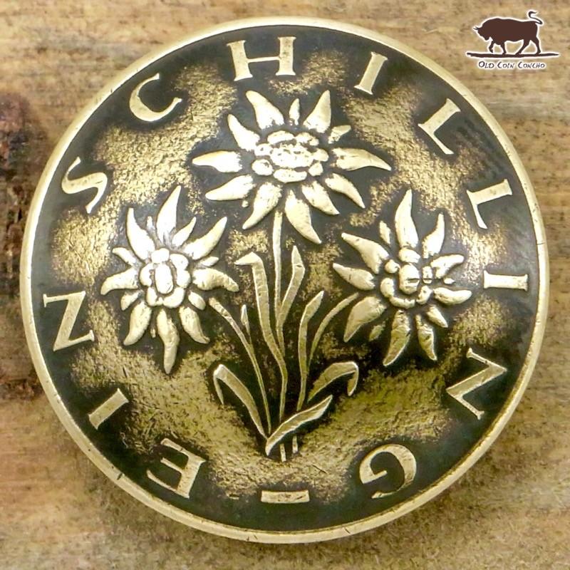 コンチョ ボタン 本物コイン使用 オーストリア 1シリング