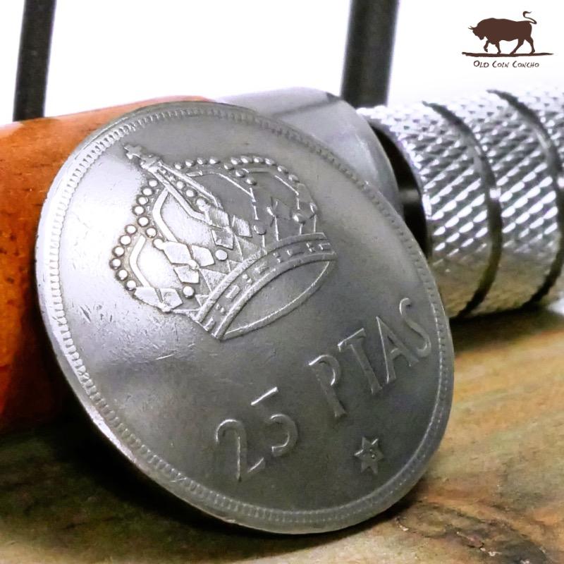 コンチョ　ボタン　本物コイン使用　スペイン　25ペセタ　王冠　直径約26mm　sizec　motifsc　コインコンチョ　ネジ式コンチョ　パーツ｜concho｜03