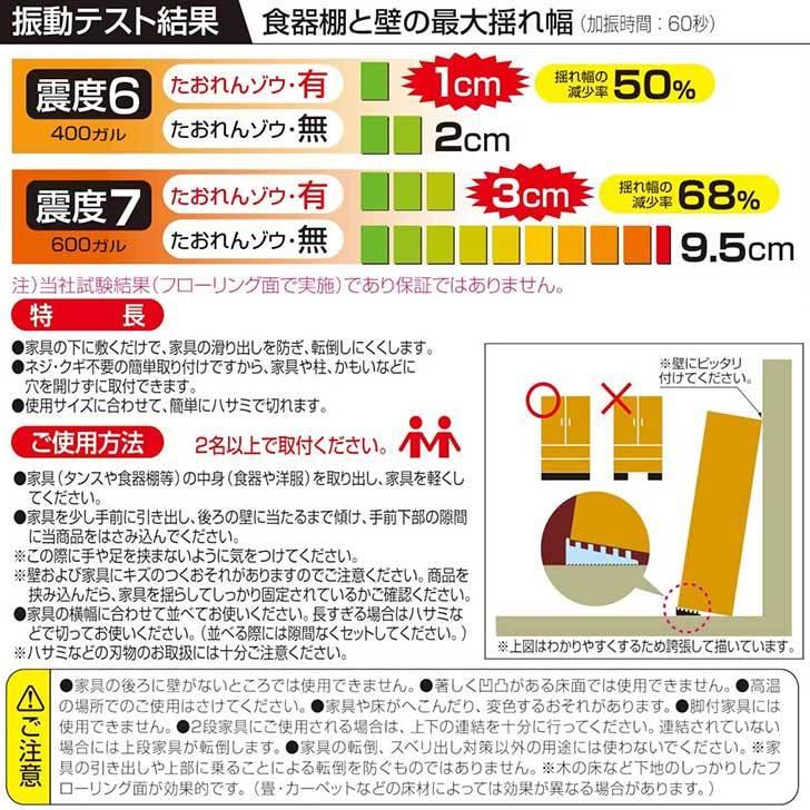 防災 ミツギロン たおれんゾウ 60ｃｍ 地震 防災 耐震マットEVA  クリア ST-26  安定版  耐震板 家具転倒防止 耐震グッズ 地震対策｜concier｜06