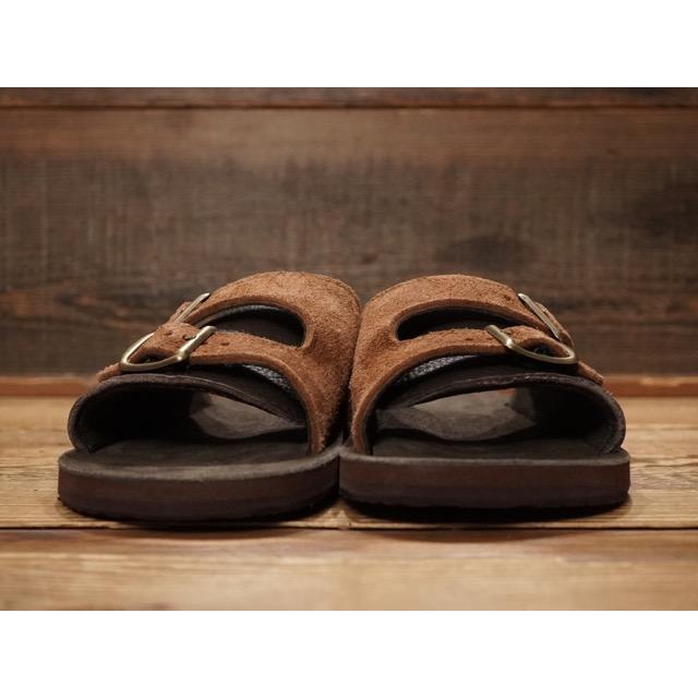THE SANDALMAN x CONEY ISLAND DOUBLE BUCKLE SANDAL [BROWN LEATHER CRAZY] / サンダルマン コニー別注 ダブルバックルサンダル [ブラウンレザークレイジー]の画像