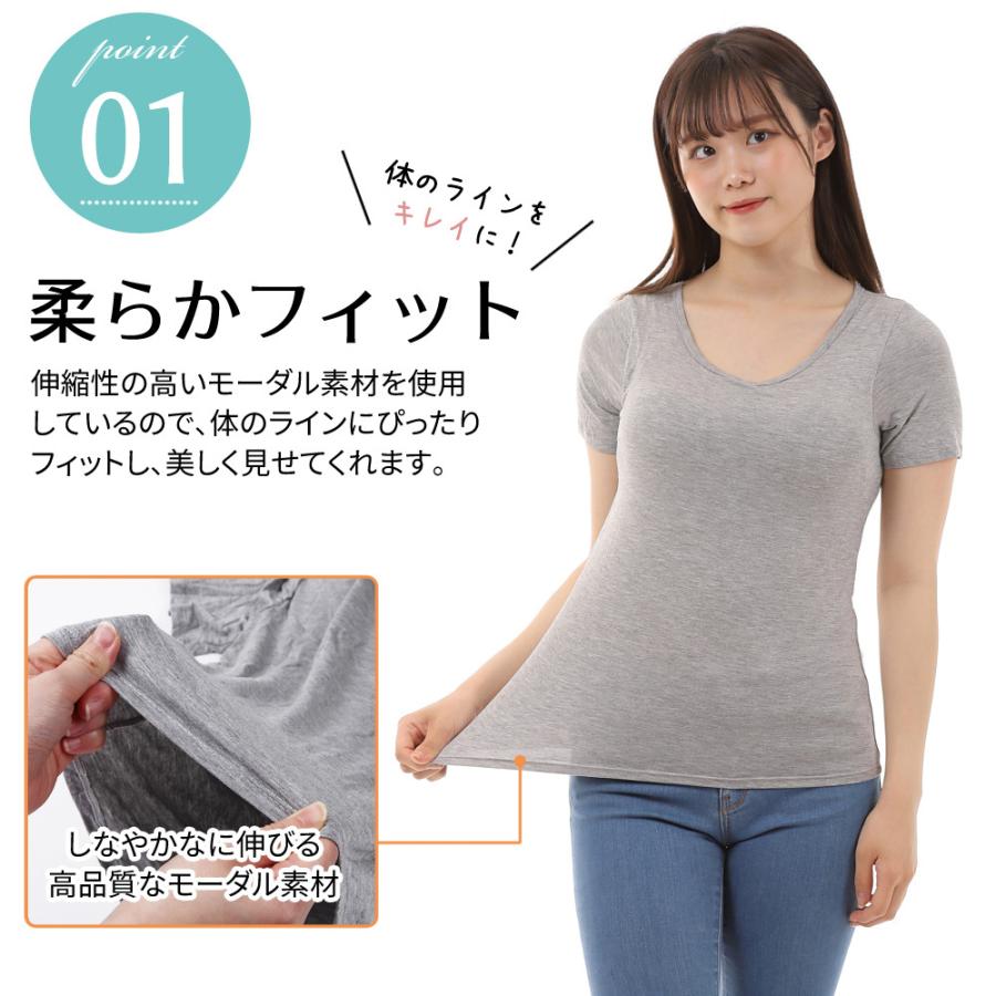 カップ付き 半袖 Tシャツ インナー ブラトップ トップス 肌着 下着 レディース パッド付き 吸水 速乾 ナイトウェア｜confianceshop｜04