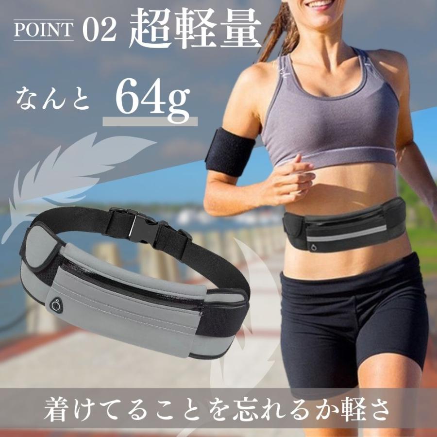 ランニングポーチ ペットボトルホルダー ベルトストッパー付 ダークグレー ランニングポーチ ウエスト ポーチ 揺れない ランニング バッグ