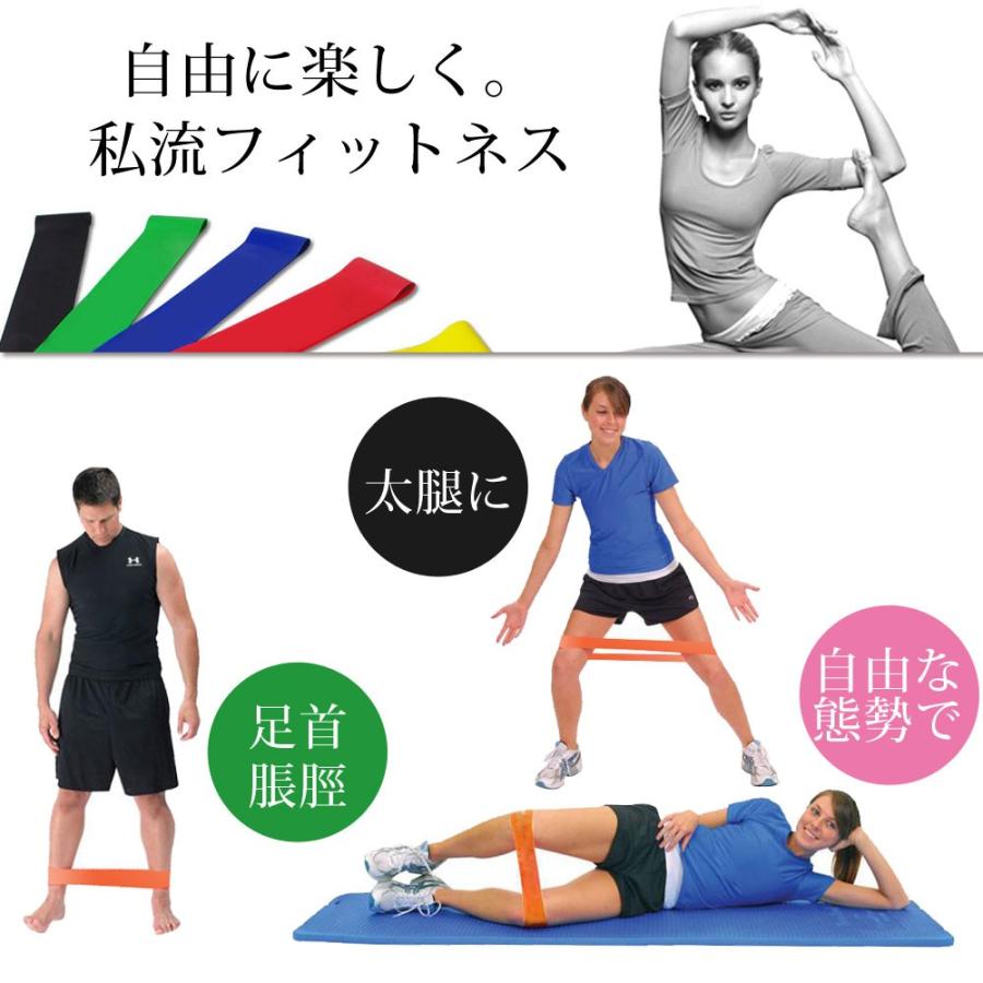 トレーニングチューブ エクササイズバンド ループバンド 強度別5本