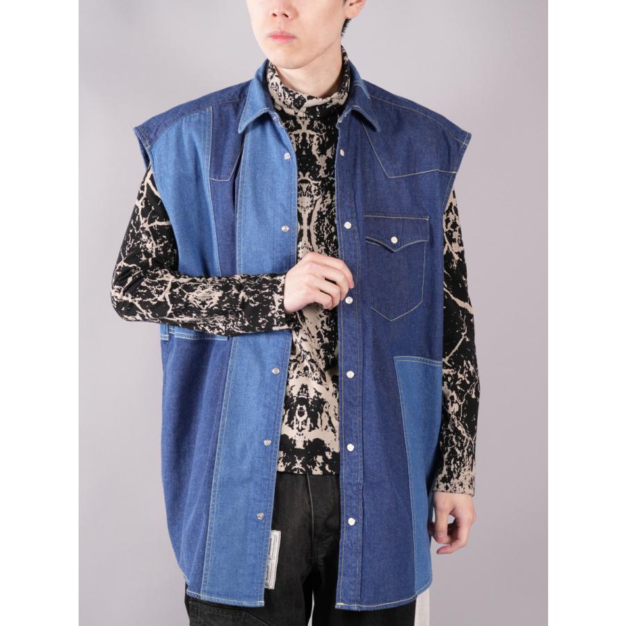 Yuki パッチワーク Hashimoto ユウキ ハシモト Patchwork Sleeveless Denim Shirts Shirts パッチワーク スリーブレス デニム