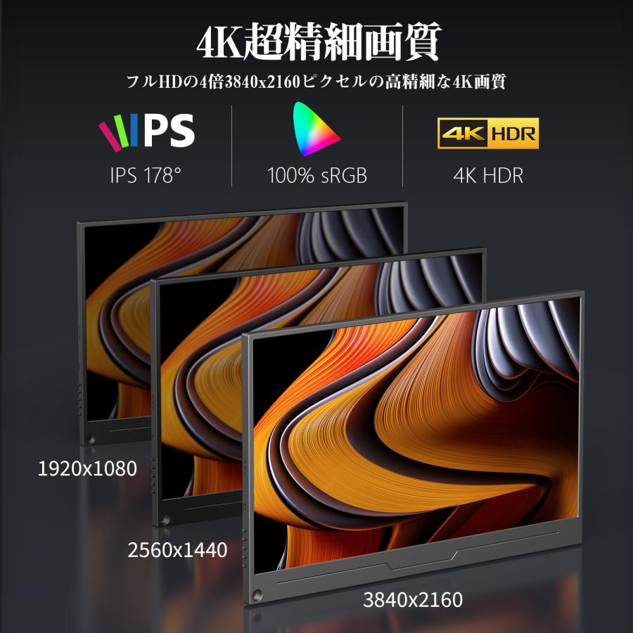 新品】モバイルモニター 15.6インチ 4K解像度(3840x2160P