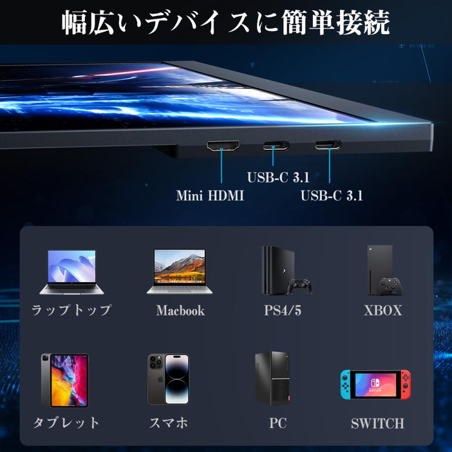 新品】モバイルモニター 18インチ 2.5K 144Hz 高速応答 100%DCI-P3色域