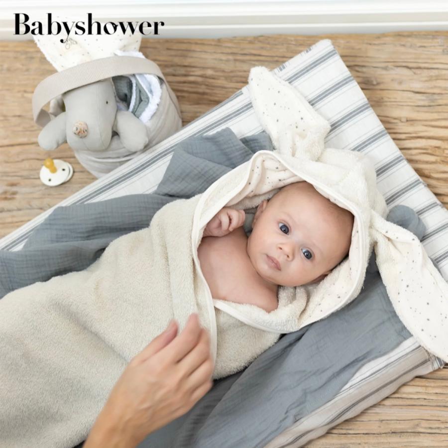 ベビーシャワー Babyshower Bunny Hooded Cape フード付きタオル バニーホワイト 綿100 コットン バスポンチョ