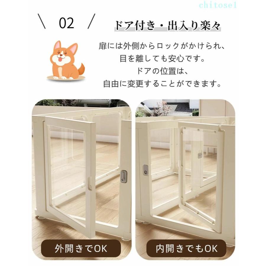 ペットフェンス ペットケージ 透明 クリア ドア付き 犬 サークル 75cm