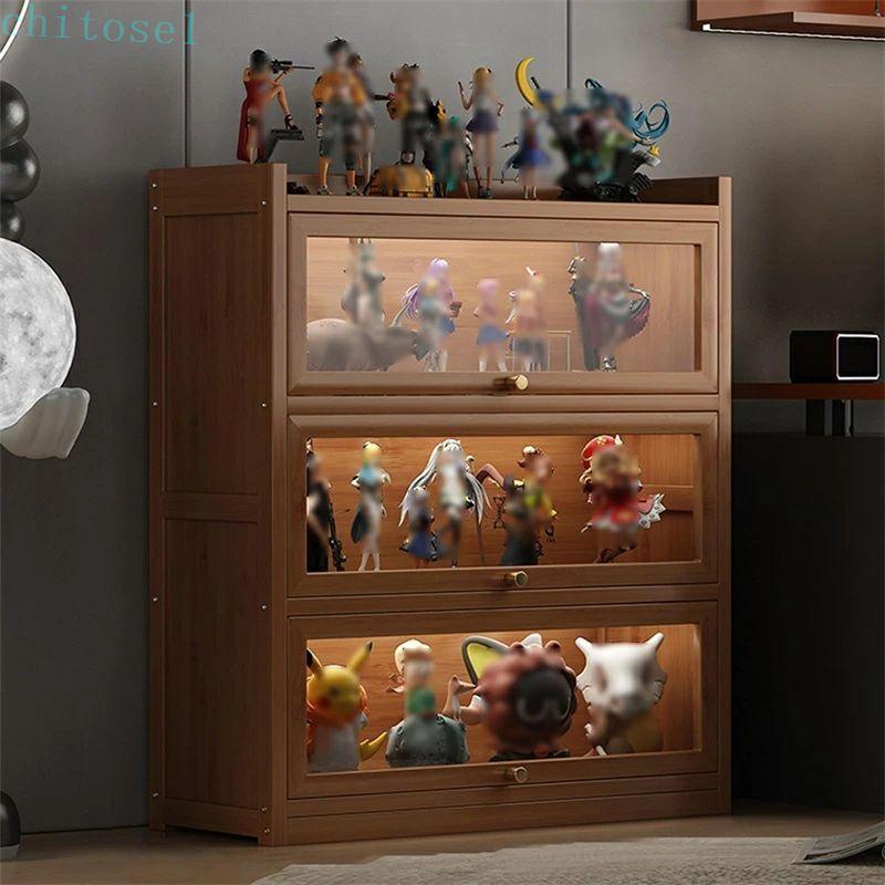 ケース アクリル ショー 天然竹製コレクション 竹枠 大容量のストレージ コレクションラックゾンチー透明展示 耐衝撃 保護 薄型 持ちやすい 快適 使いやすい_10