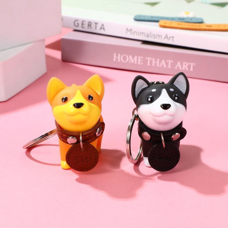 バッグ 柴犬キーチェーン 柴犬 犬 2 個セット キーホルダー 黒柴 ペア