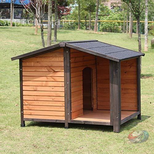 ペットハウス 犬小屋 猫犬兼用 木製 屋外 屋内 ゾンチー 全天候型 オールシーズン利用可能で 大中小ペットが快適に過ごせるドア付きペットヴィラ_2