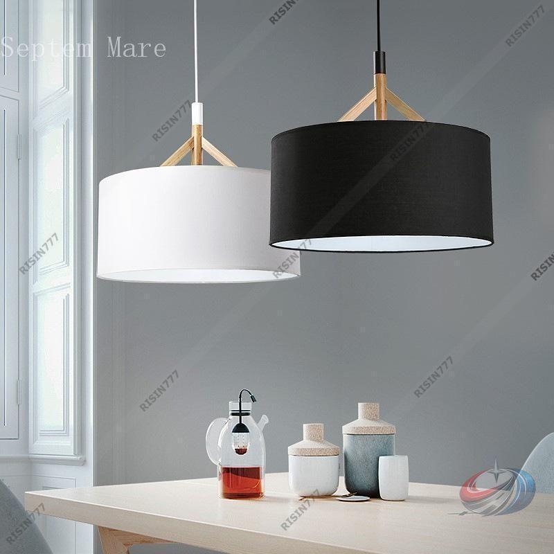 DIY ペンダントライト 北欧 LED 吊り下げ 木+布 ゾンチー 和風の雰囲気も楽しめる 玄関 リビング キッチンに合う1灯照明_1